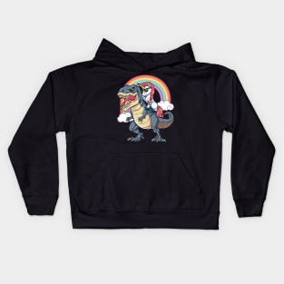 Unicorn Riding T-Rex Kids Hoodie